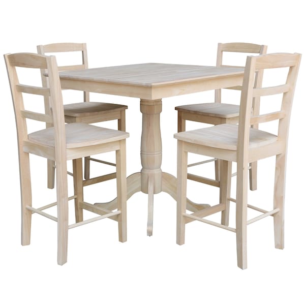 International Concepts 36 in. x 36 in. Square Top Pedestal Table With 4 Counter Height Stools Set of 5 K-3636TP-6B-S402-4 - main